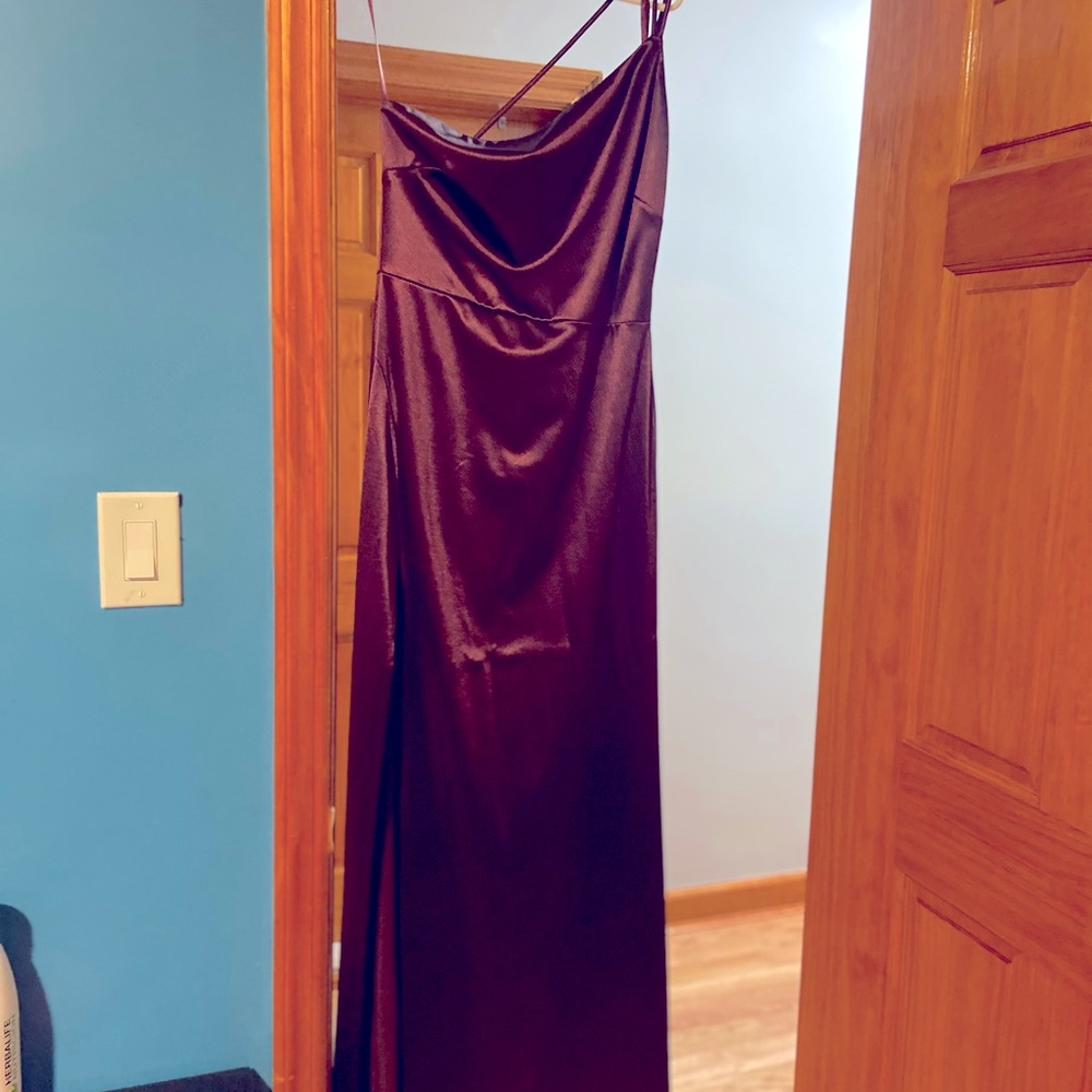 Burgundy silk feel dress